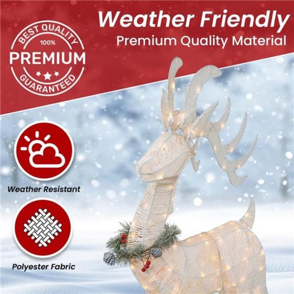 3-Piece Reindeer Family - 210 Lights 52" Buck 44" Doe 28" Fawn - Large (White) - Picture 2 of 6